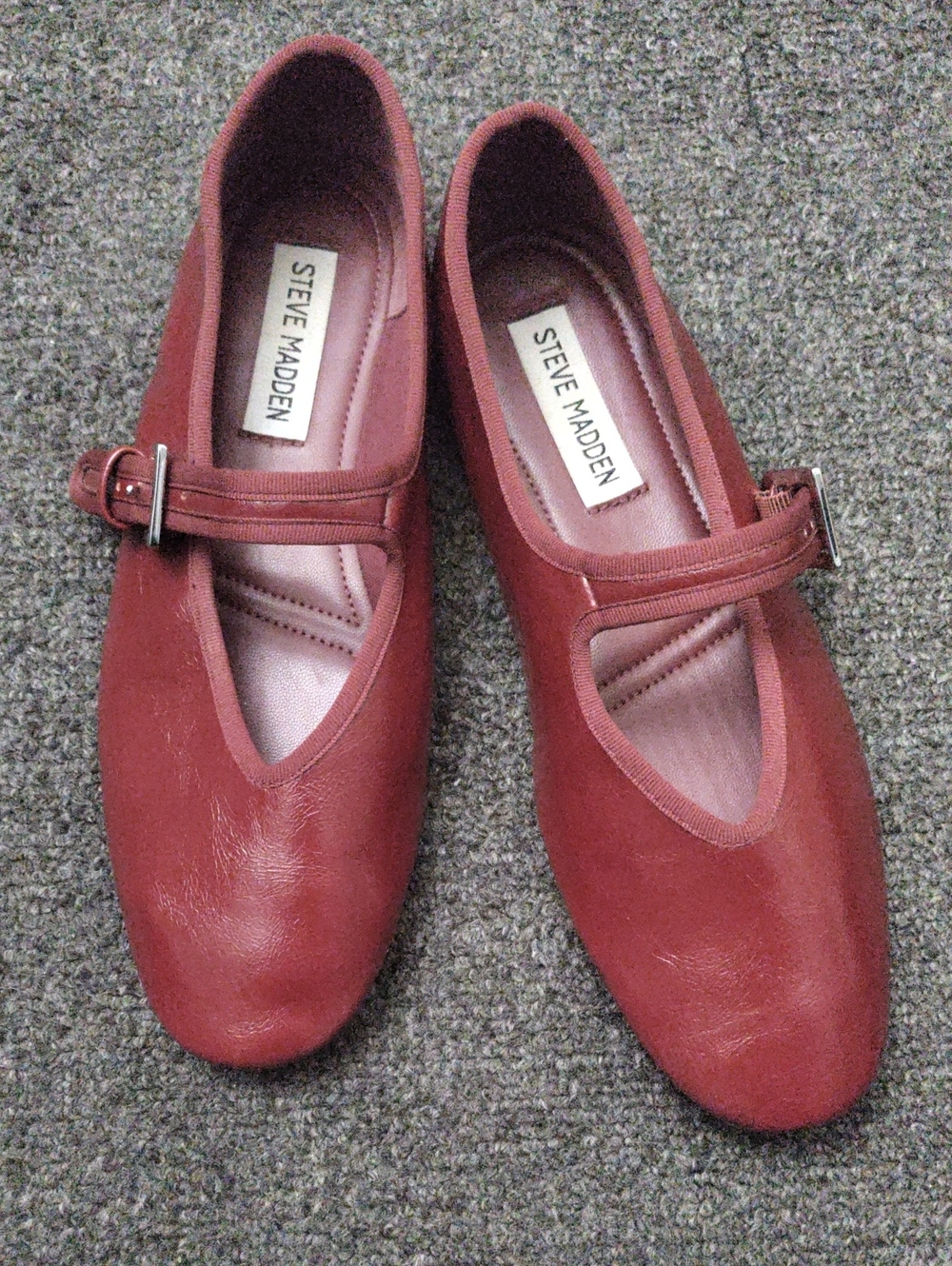 Steve Madden Women's Burgundy/Red Mary Jane Flats